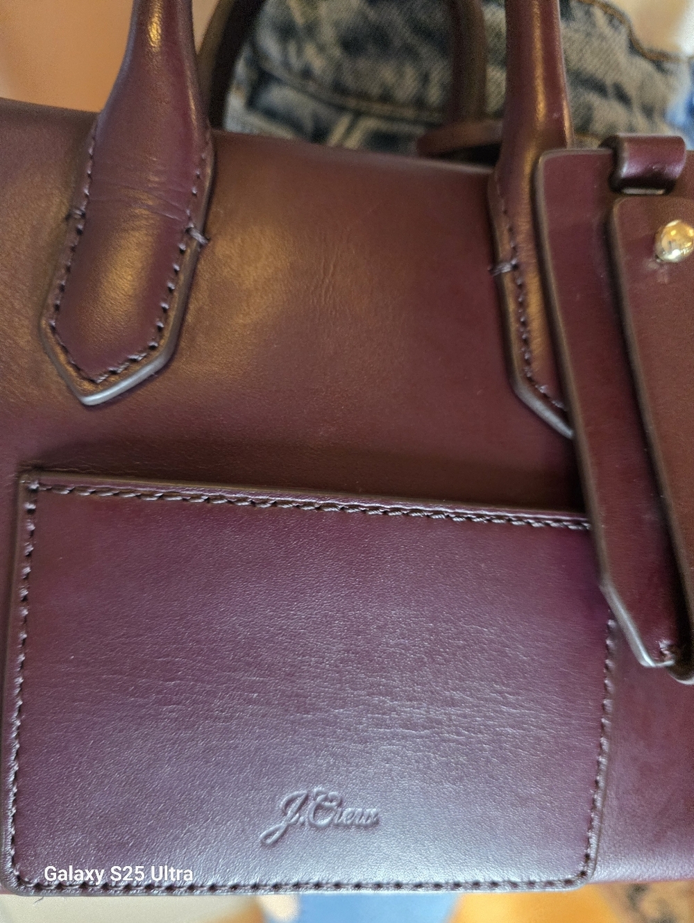 J.Crew Harper Mini Satchel Italian Leather  BURGUNDY Merlot Crossbody - Picture 12 of 13
